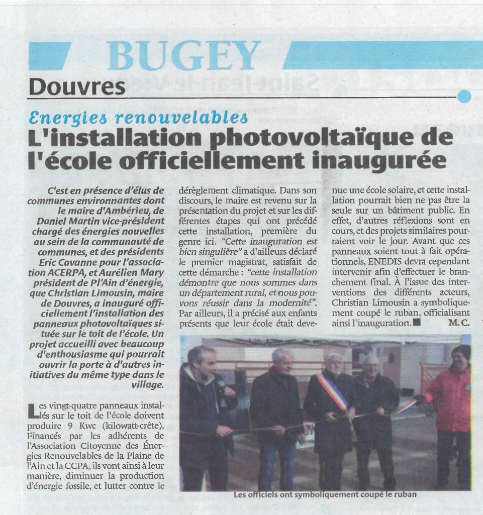 Article inauguration Douvres